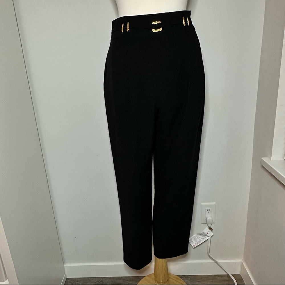 Vintage high-waisted black trousers with gold hardware XS/S